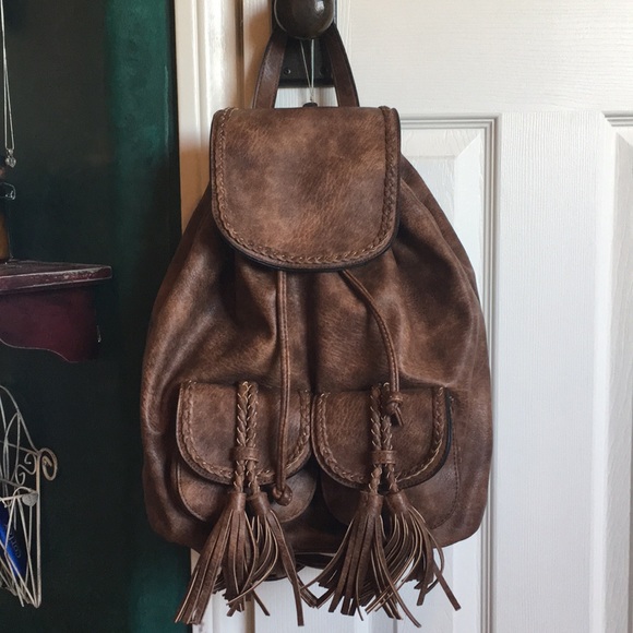 Antik Kraft Handbags - Antic Kraft Brown tassel backpack